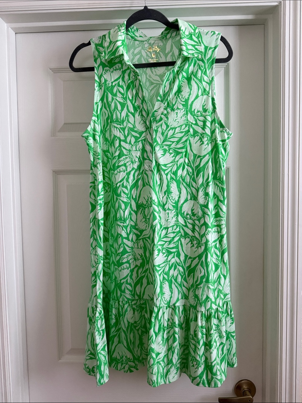 Lilly Pulitzer Sleeveless Green & White Floral Shift Dress